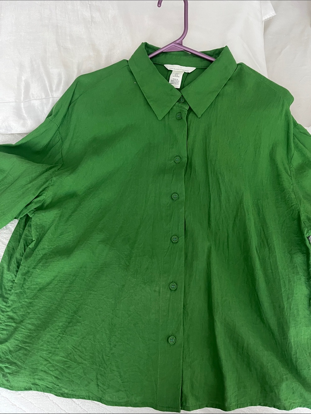 H&M Green Short-Sleeve Button-Down Shirt